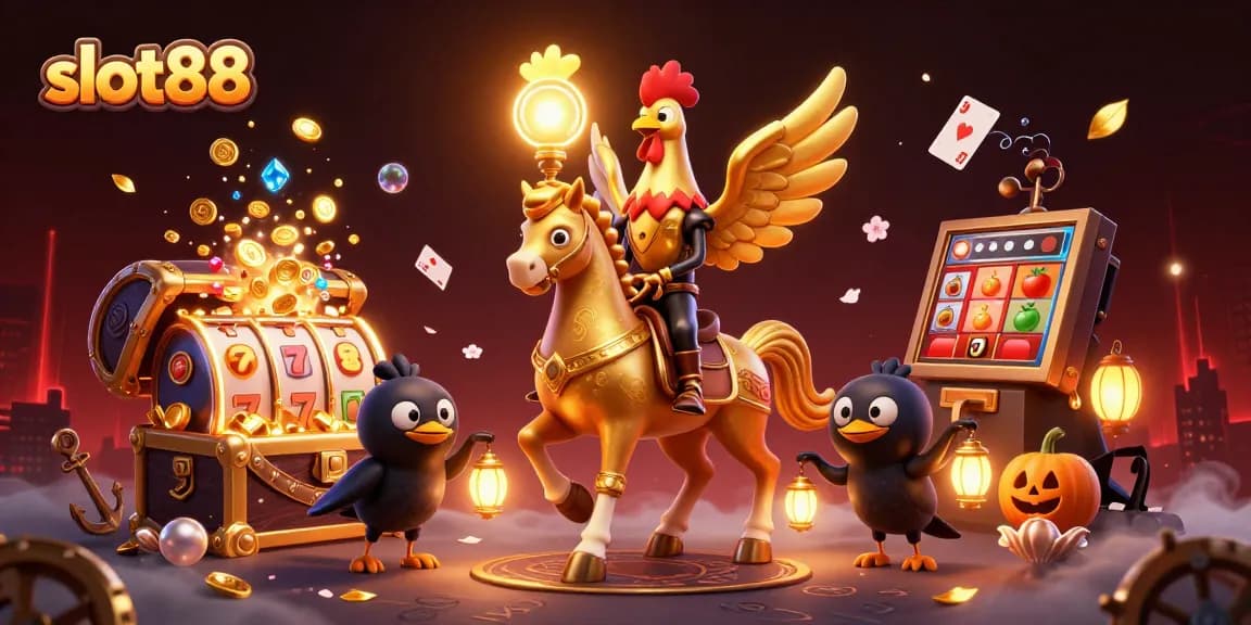 Slot88 menghadirkan momen menarik dengan slot mekanis dan karakter udara berjemur di kasino malam