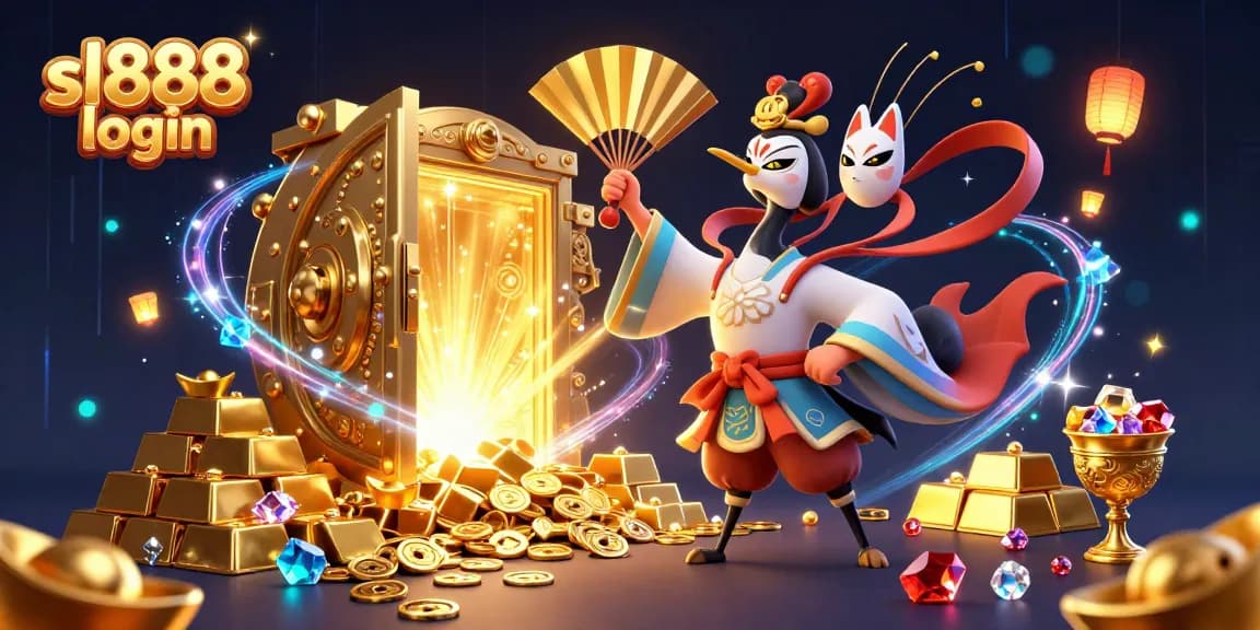 Play and win big with sl888 login, featuring dynamic casino characters and rich treasures.