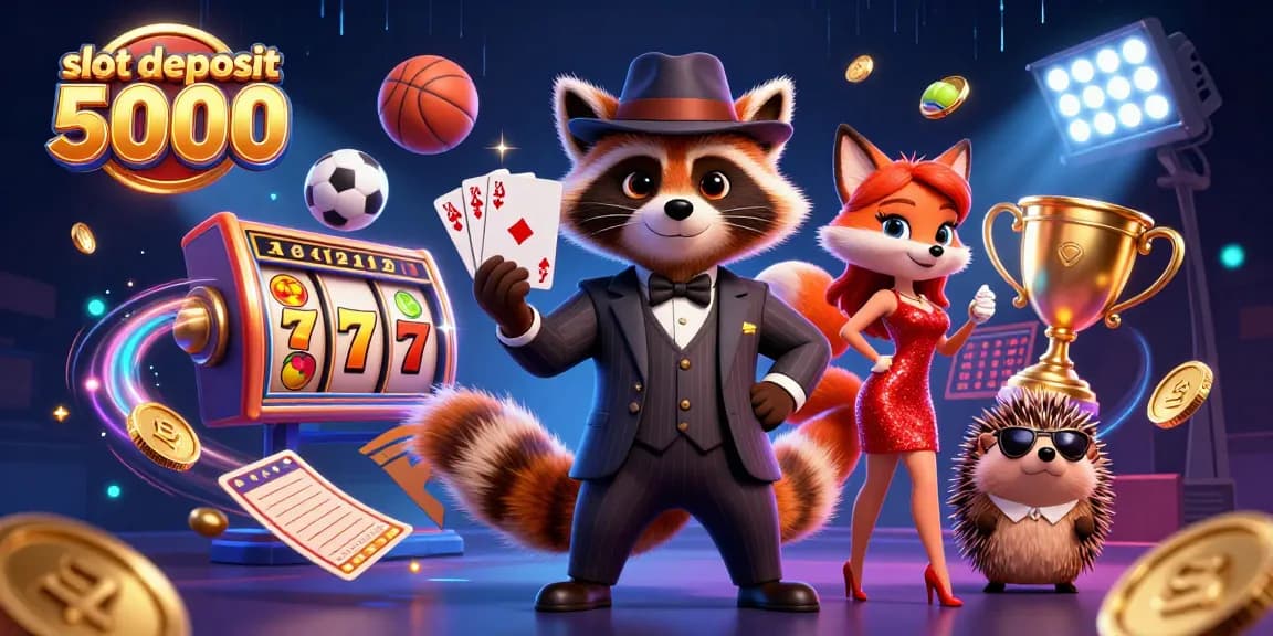 Experience thrilling action with slot deposit 5000 in this vibrant 3D casino illustration depicting winning moments.