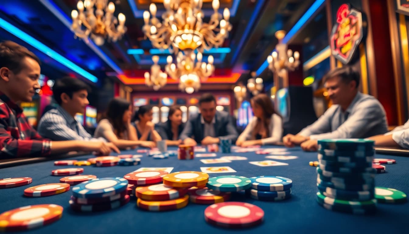 Permainan toto togel yang menarik dalam suasana kasino yang hidup.