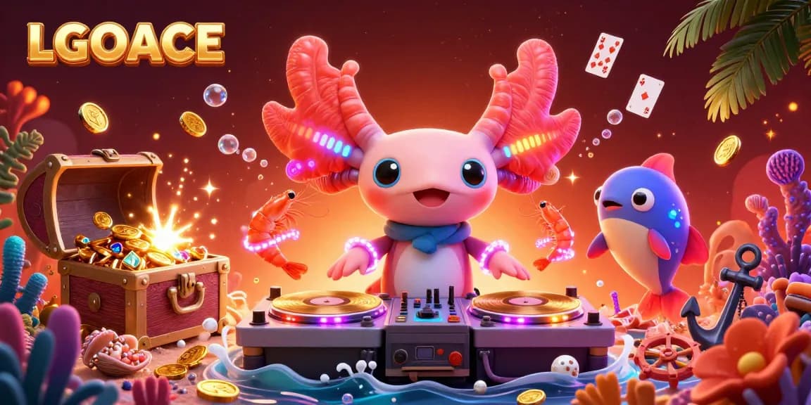 LGOACE engages in a vibrant underwater casino scene with a DJ and colorful sea creatures.