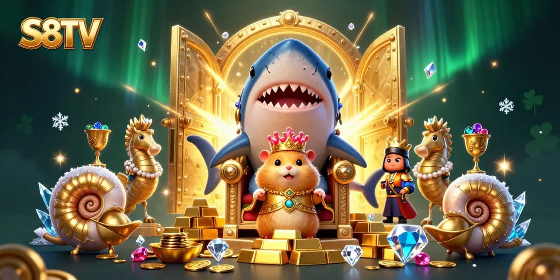 Experience thrilling sports betting action with S8TV in an enchanting gold-filled 3D universe.