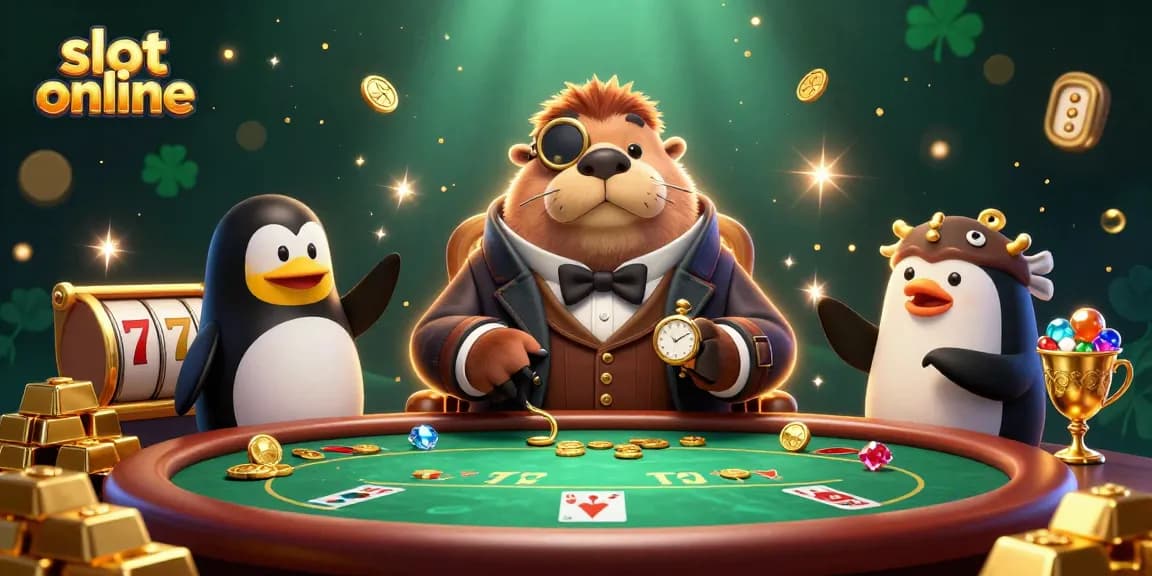 Experience slot online action with a jolly walrus and friends at an underwater poker table, surrounded by treasures.