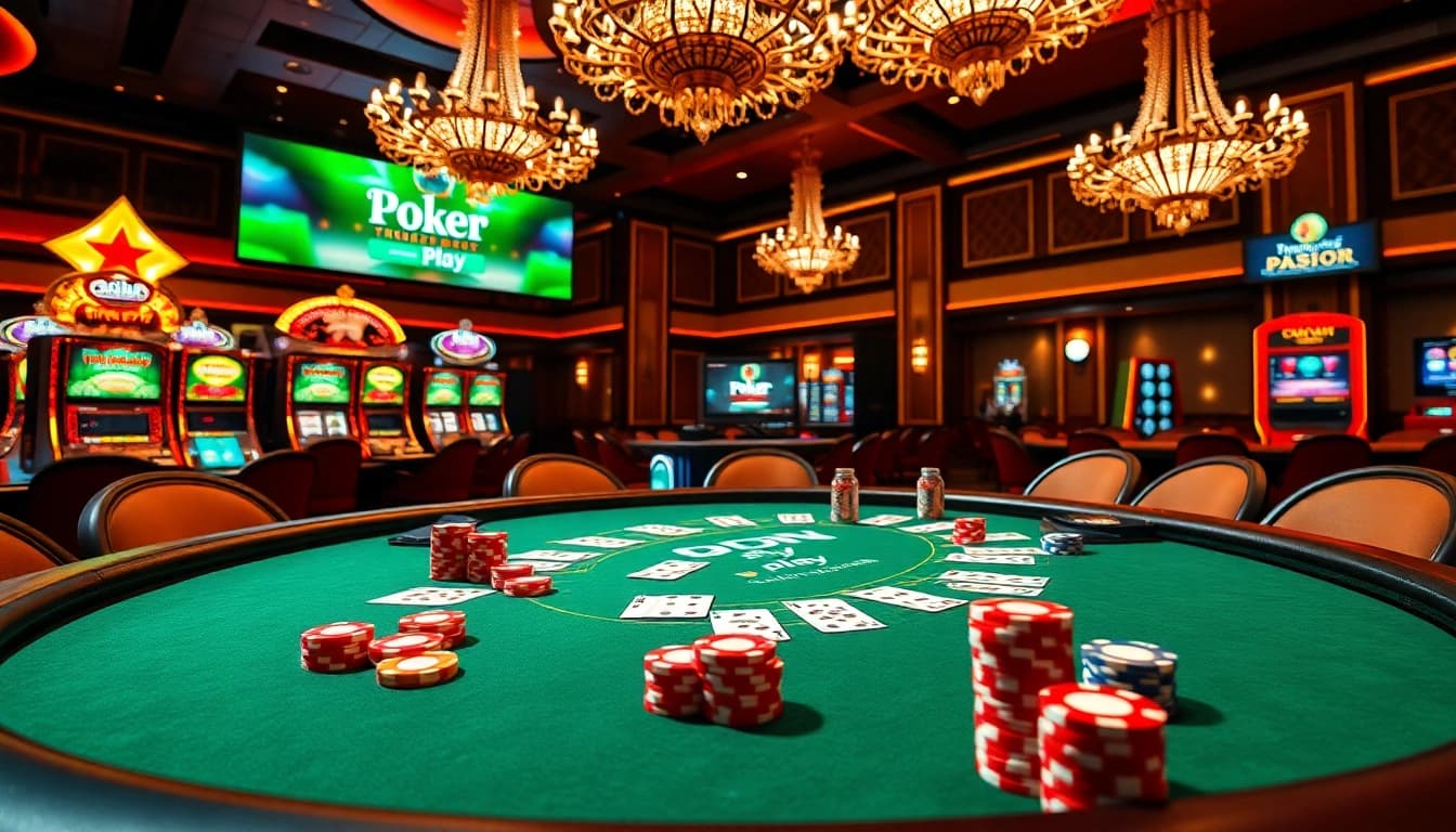Experience thrilling action in poker idn play, capturing vibrant casino gaming with players at a table.