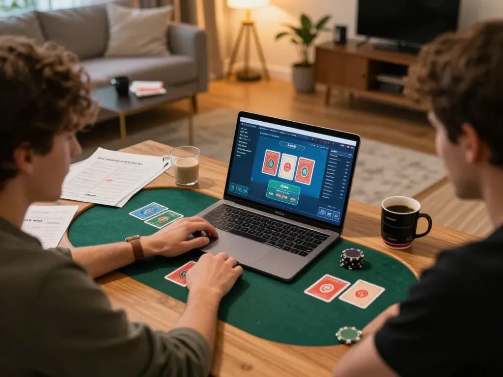 123B online poker gameplay highlights strategy and engagement in a cozy home office