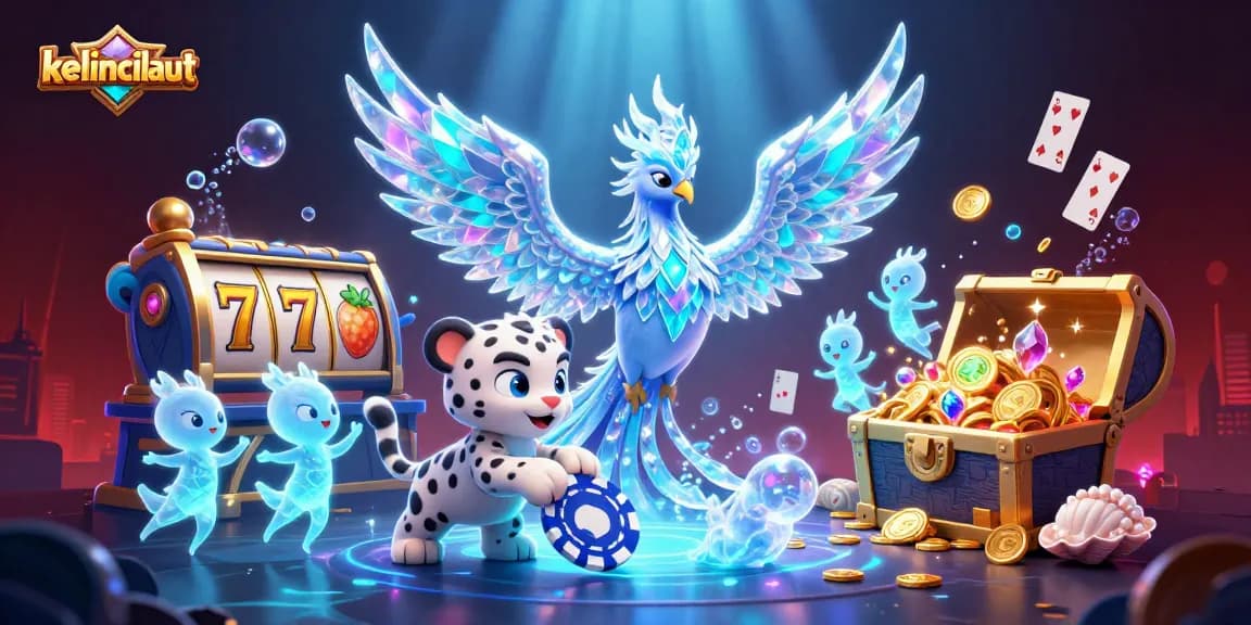 Experience kelincilaut with an ice phoenix, poker chips, and vibrant slot elements in 3D