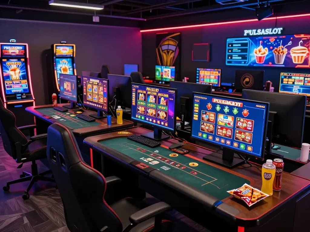 PULSASLOT gaming setup showcasing vibrant online casino games with critical strategy elements.