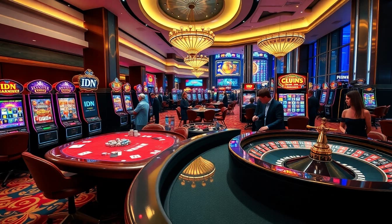 Experience the excitement of idn slot machines in a luxurious casino setting filled with vibrant games and thrilling action.