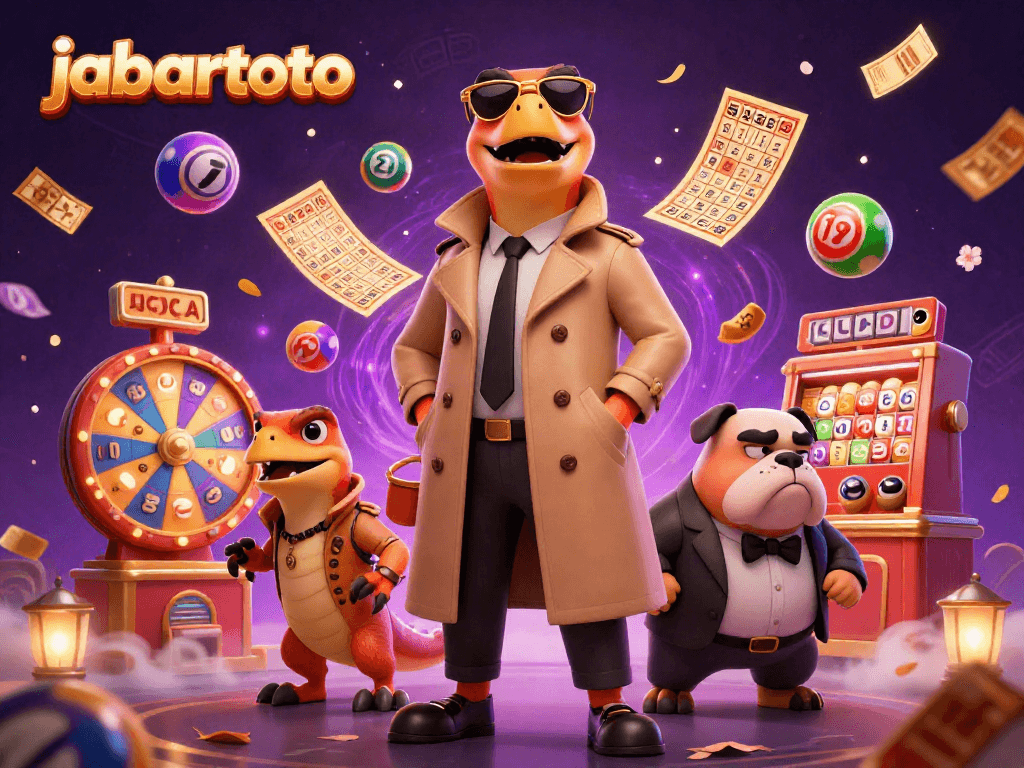 Memenangkan permainan di jabartoto dengan karakter kartun raptor dan elemen kasino berwarna-warni yang dinamis.