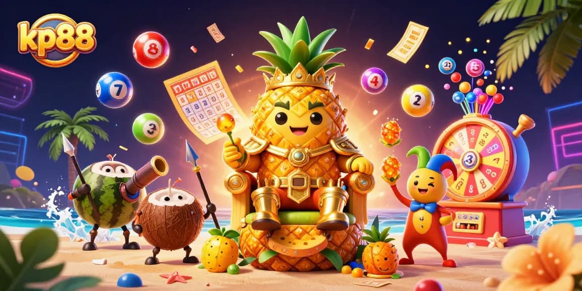 Win big with kp88’s dynamic lottery scene featuring playful characters and vibrant games.