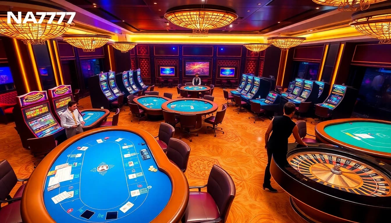 Experience thrilling moments at NA777 online casino with vibrant tables and professional dealers.