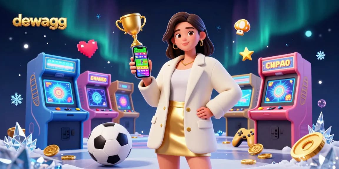 Engage with dewagg in an exciting online gaming scene showcasing sports betting and vibrant 3D elements.