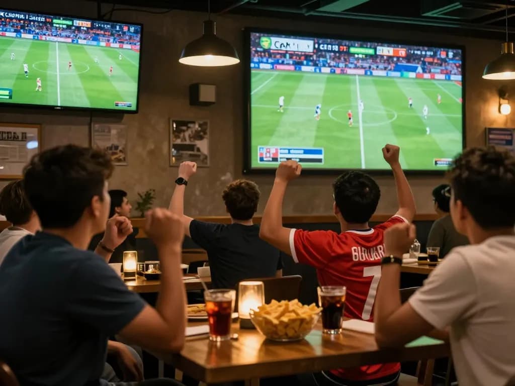 Cakhia TV viewers immersed in live football action with engaging displays and excited atmosphere.