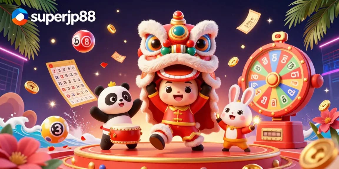 Unleash your luck with the superjp88 gaming illustration, showcasing vibrant characters and dynamic casino elements.