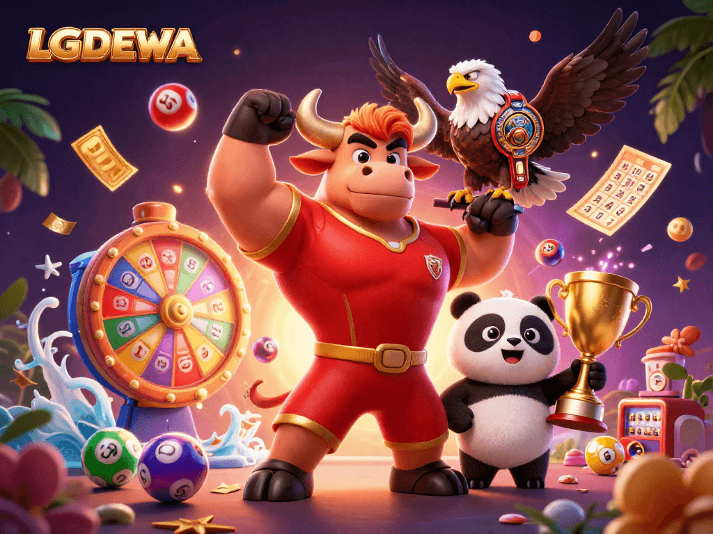 Boost your luck with LGODEWA's vibrant lottery-themed digital illustration featuring exciting game elements.