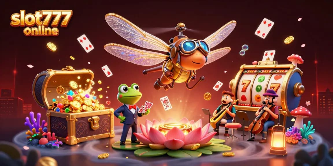 Play slots and win big at slot777 online with vibrant 3D casino illustration.