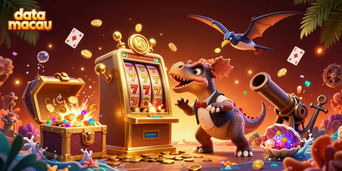 Mengamati data macau pada ilustrasi 3D yang mendebarkan dengan dino slot bermain di kasino.