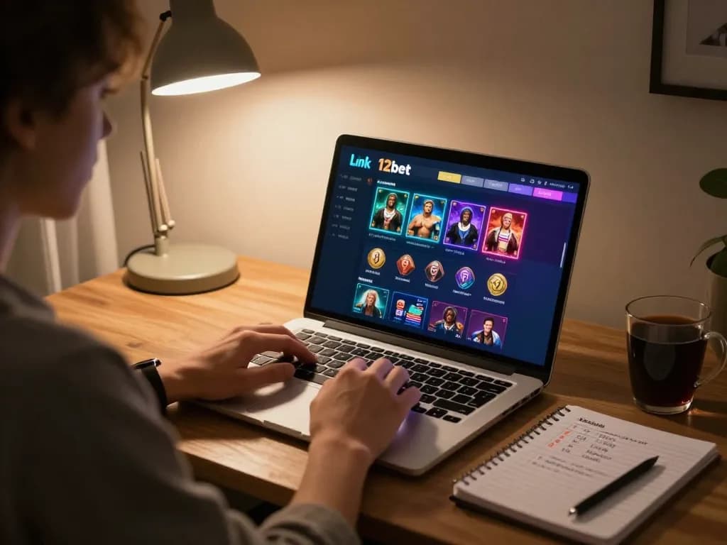 Phiên chơi cá cược trực tuyến thú vị sử dụng Link 12bet trên máy tính xách tay trong một không gian ấm cúng.