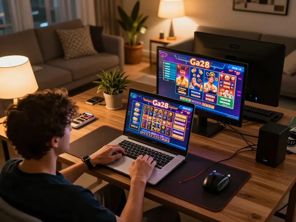 Engaging in Ga28 online gaming from a cozy home office