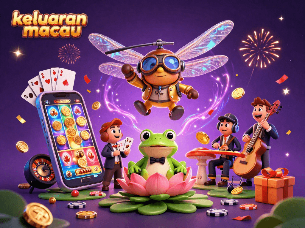 Keluaran macau menampilkan kasino unik dengan karakter kartun dan elemen permainan yang meriah.