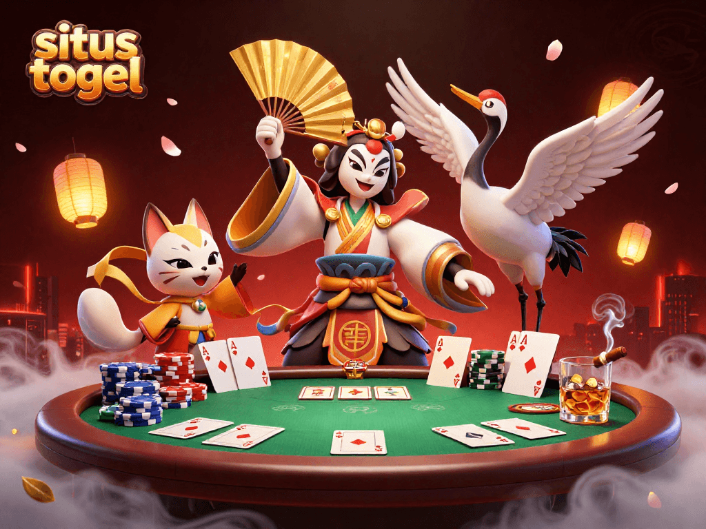 Menangkan permainan situs togel dengan karakter kabuki bersenjata, poker dan efek menarik.