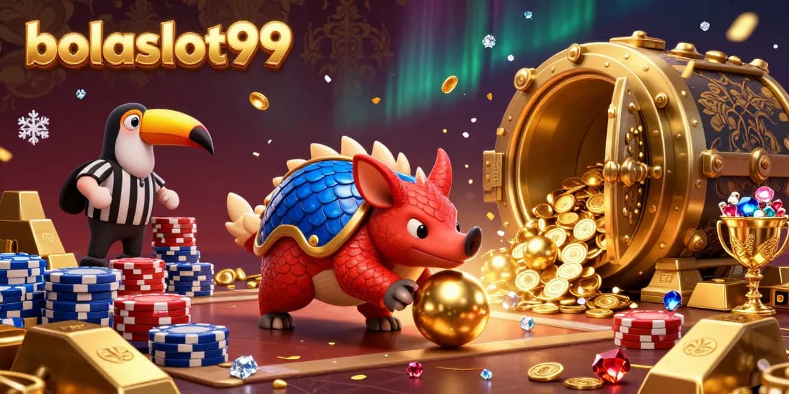 Engage in thrilling action as bolaslot99 rivals, pangolins in armor, bowl through poker chips against a backdrop of treasures.