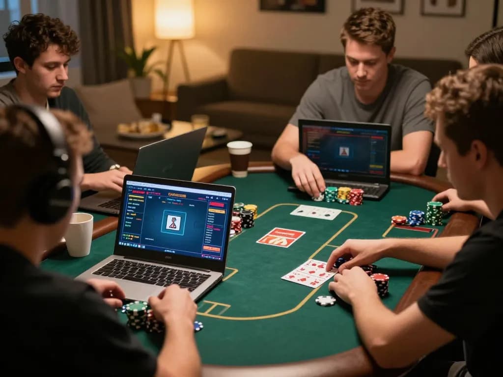 B52club players engaging in an exciting online poker game with strategic gameplay elements visible