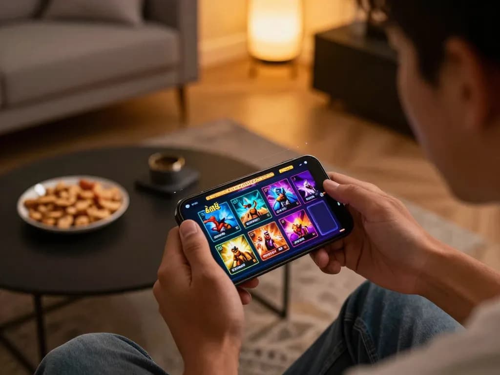 TẢI GO88 app shown on smartphone in lively gaming environment with warm home lighting