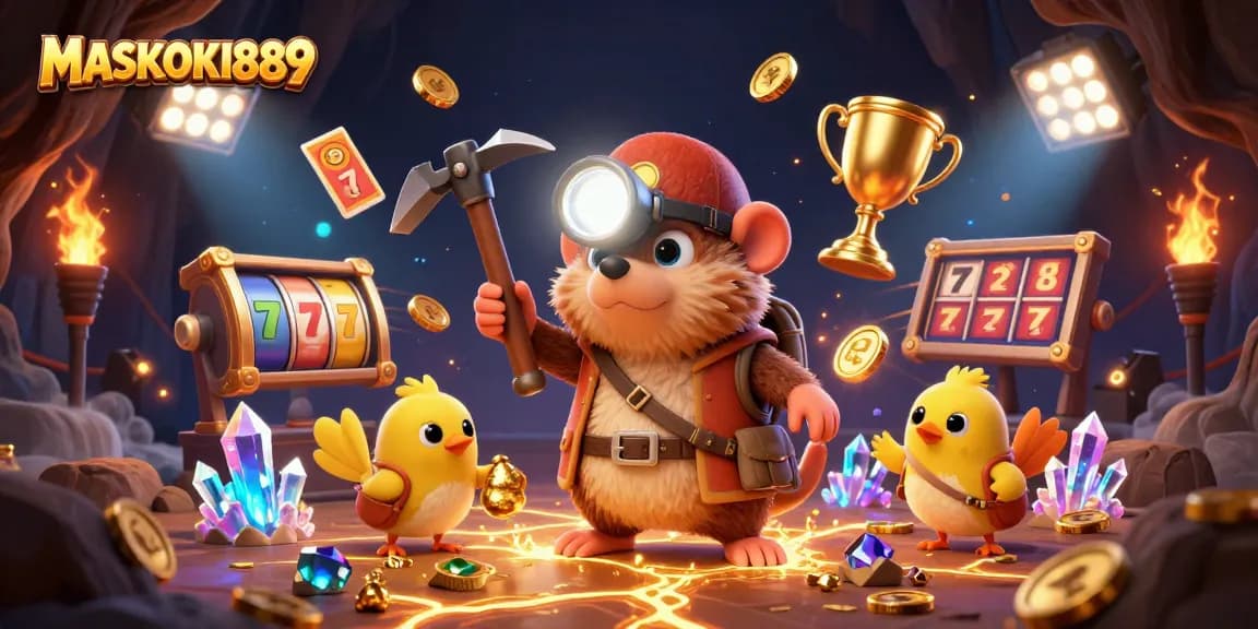 Engage with the thrilling world of MASKOKI889 online casino, featuring vibrant casino elements like slots and jackpots.