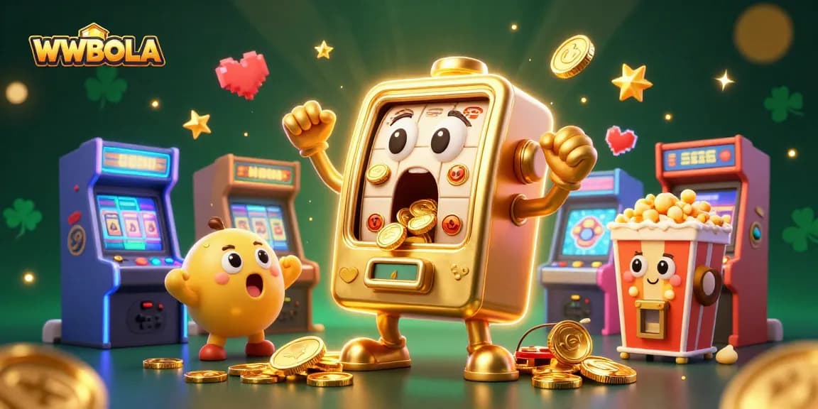 WWBOLA membuat slot jackpot mengagumkan dengan koin berceceran dan mesin slot meriah.