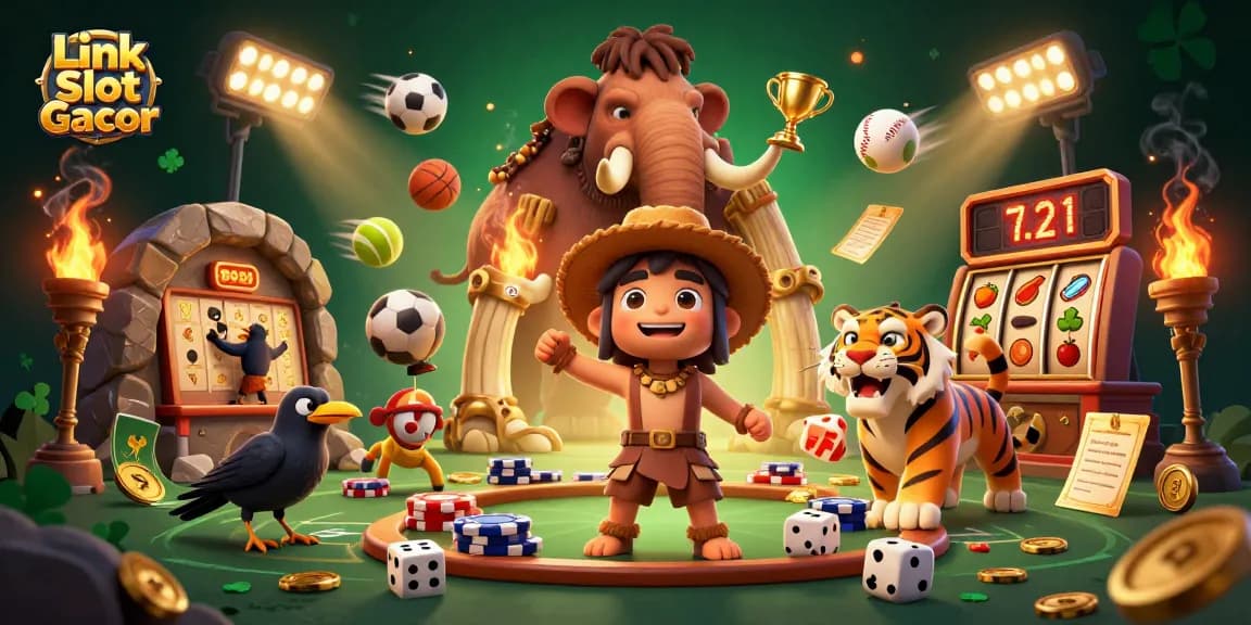 Engage in thrilling gameplay at Link Slot Gacor, featuring lively characters and dynamic casino elements.