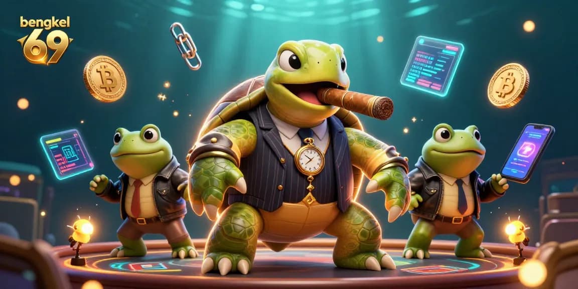 Engage with bengkel 69 through vibrant 3D digital art illustrating a lively casino scene.