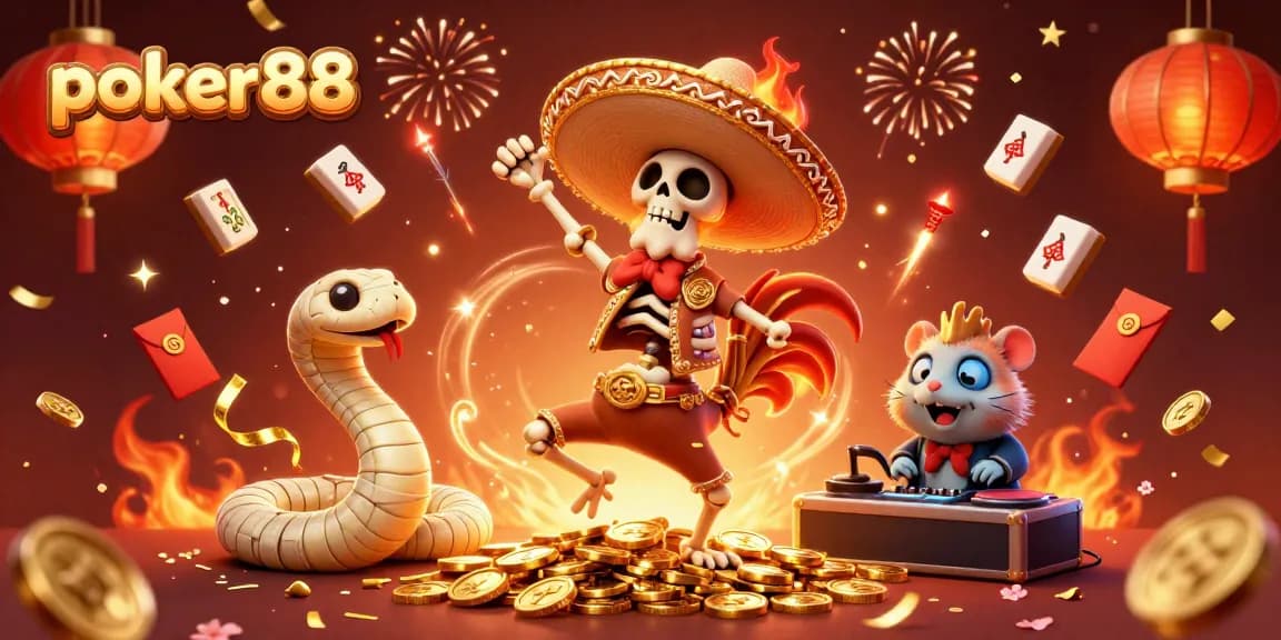 Mainkan poker88 dengan meriah, saksikan skeleton berpakaian mariachi menari di atas koin emas.