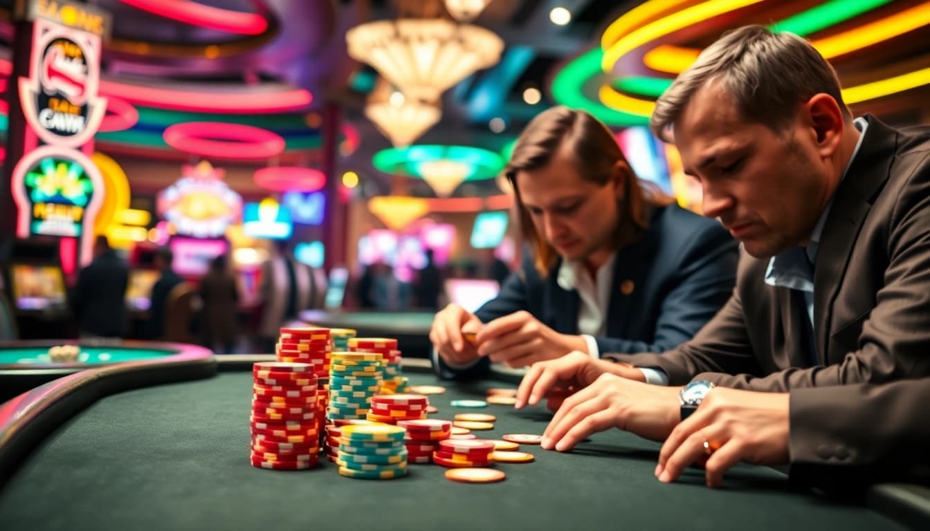 Main poker scene highlighting players' focus in a vibrant casino using bbtn4d keyword.