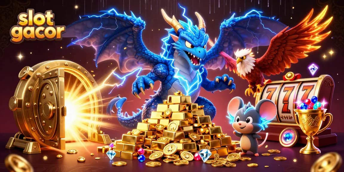 Mainkan slot gacor dengan keberuntungan di ruang kasino yang kaya, dikelilingi harta berkilau.