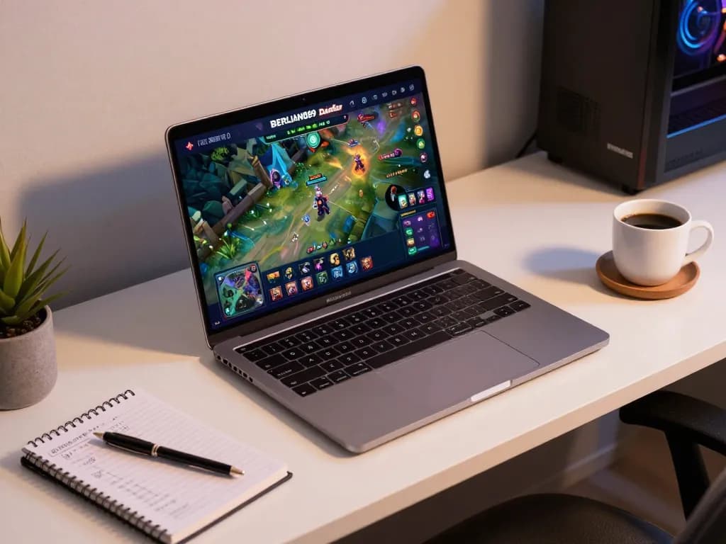 Engaging in gameplay on the BERLIAN889 Daftar platform with vibrant graphics in a cozy setting.