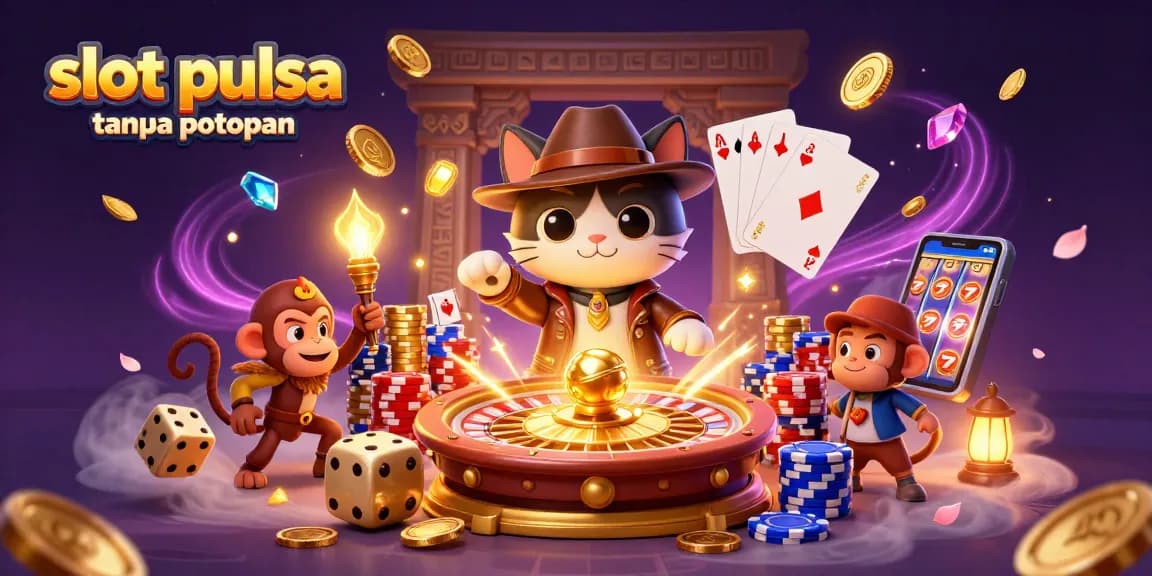 Engage with slot pulsa tanpa potongan, exploring vibrant slots with a dynamic cat archaeologist and monkey companion.