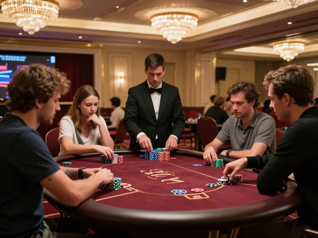 Experience high-stakes gameplay at qq alfa poker table in an upscale casino environment.