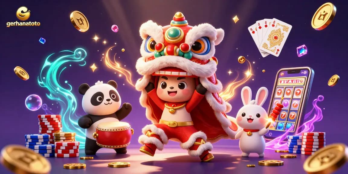 Menyusun strategi menang di gerhanatoto dengan karakter kartun meriah dan elemen kasino