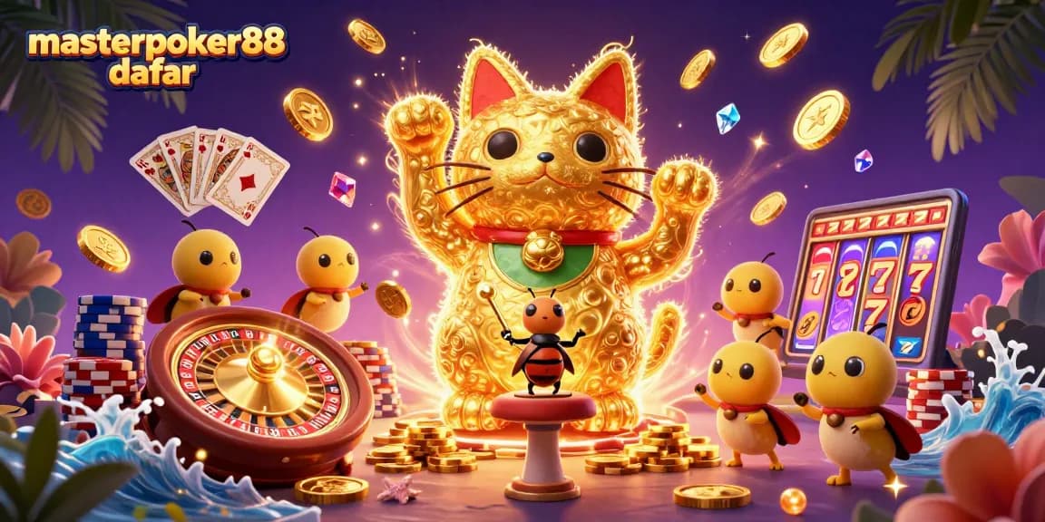 Menangkan kesempatan di masterpoker88 daftar dengan ilustrasi kasino yang meriah.