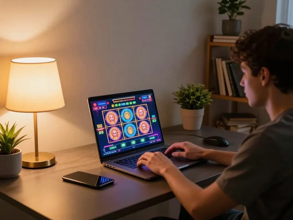 Experience the thrill of Slot Thailand through dynamic online gaming on a laptop during a cozy home session