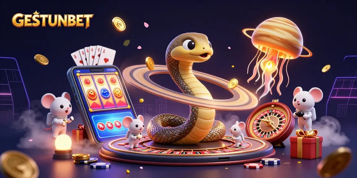 Experience GESTUNBET's lively cosmic casino scene with thrilling bets and vibrant colors.