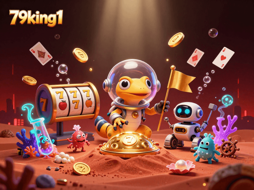 Spin the reels at 79king1 with a Martian gecko in a golden casino adventure!