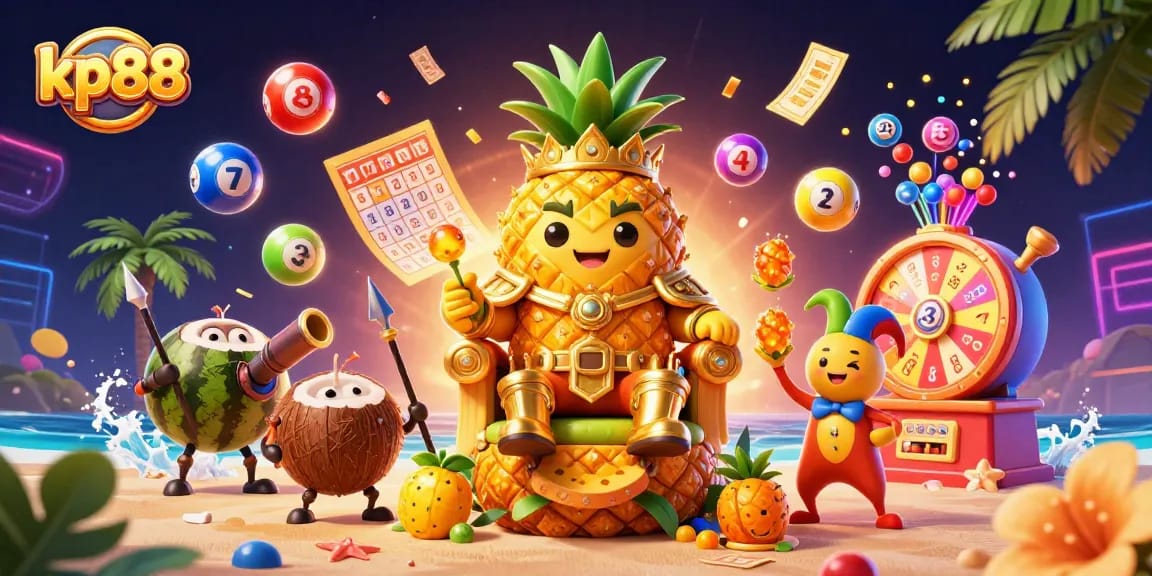 Win big with kp88’s dynamic lottery scene featuring playful characters and vibrant games.