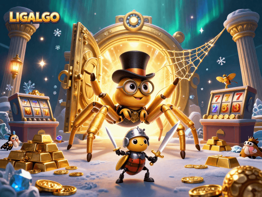 LIGALGO transforms gambling excitement with dynamic slot reels and enchanting characters in a captivating scene.