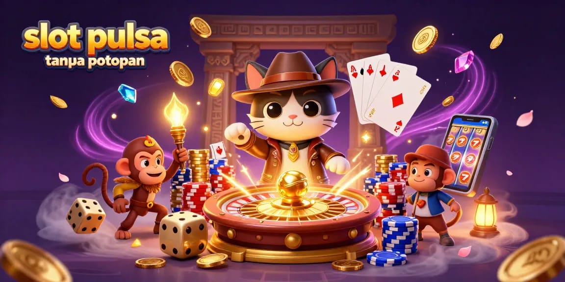 Engage with slot pulsa tanpa potongan, exploring vibrant slots with a dynamic cat archaeologist and monkey companion.