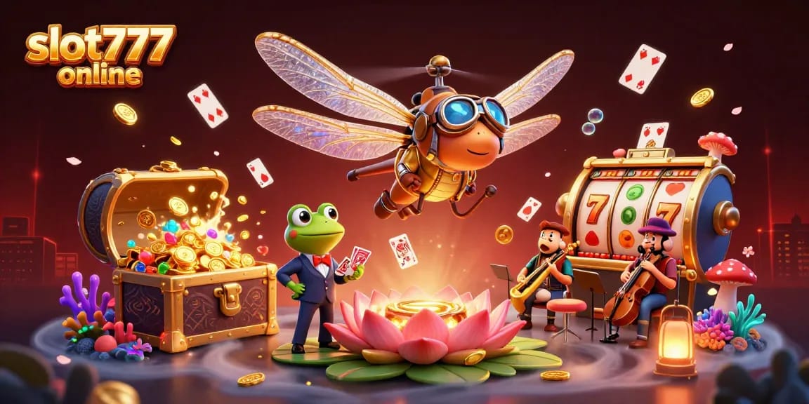 Play slots and win big at slot777 online with vibrant 3D casino illustration.
