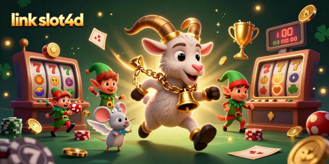 Memenangkan hadiah di link slot4d dengan suasana kasino yang meriah dan karakter lucu.