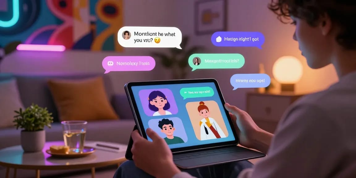 Engaging nsfw ai chat environment with vibrant avatars and playful messages.