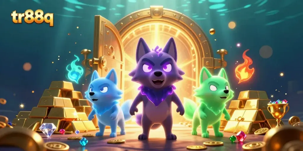 Experience vibrant gameplay at tr88q with ghostly wolves guarding treasures and dazzling gems.
